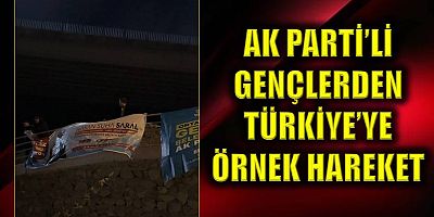 AK Partili gençler CHP pankartını düzeltti