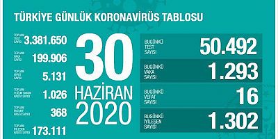 30 Haziran Corona Virüs Tablosu