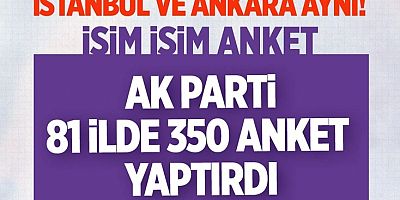 AK Parti'den 81 ilde isim isim anket!