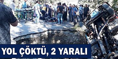 Akçaabat’ta yol çöktü, 2 kişi yaralandı
