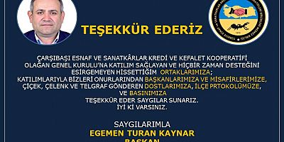 Egemen Turan Kaynar'dan Teşekkür Mesajı