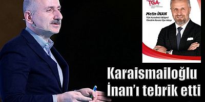 Karaismailoğlu, İnan’ı tebrik etti