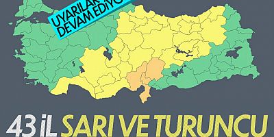 Meteoroloji'den 43 İl İçin Sarı Ve Turuncu Kodlu Uyarı
