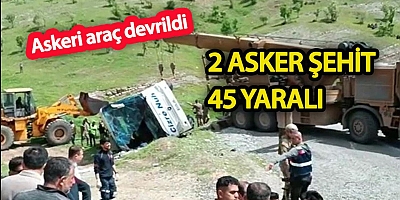 Otobüs devrildi: 2 şehit 45 yaralı